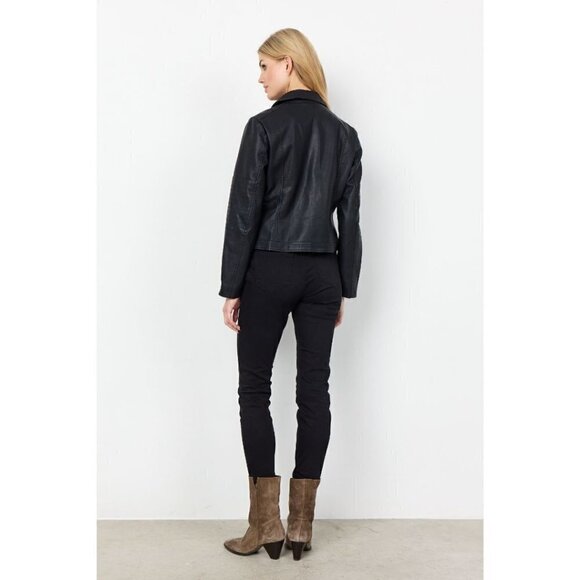 NWT Soya Concept Gunilla 7 Black Faux Leather Moto Biker Jacket - Picture 4 of 6
